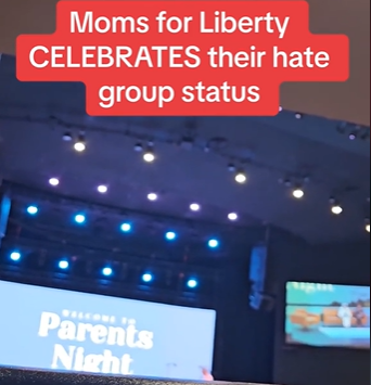 TikTok screenshot of secret recording of Moms For Liberty event