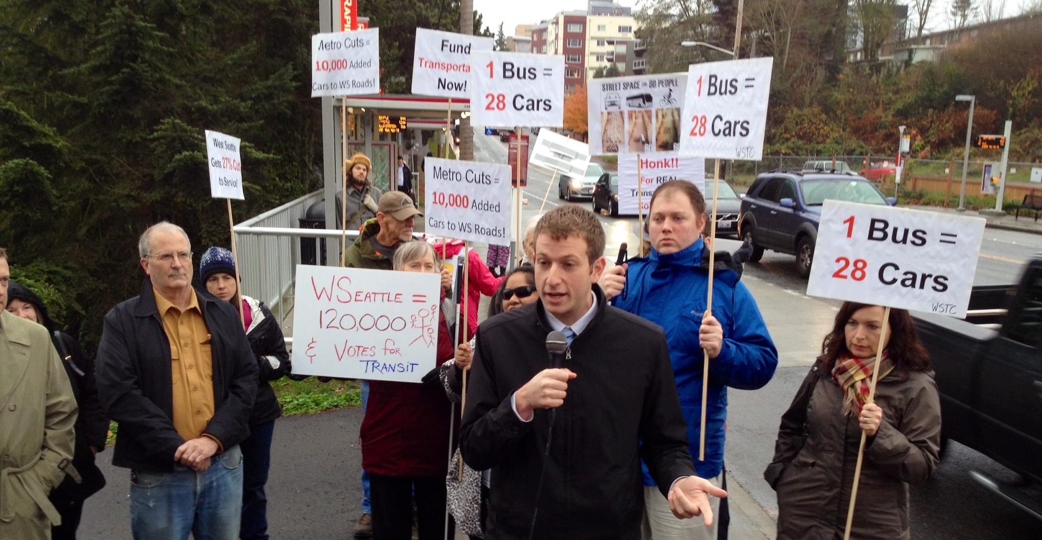 Fitzgibbon at a transit rally